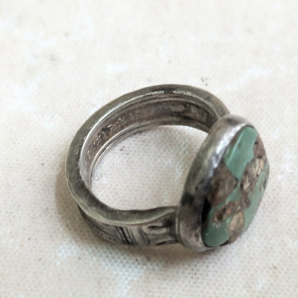 Vintage Sterling Silver Ring Turquoise Green 8.5 - Picture 7 of 13